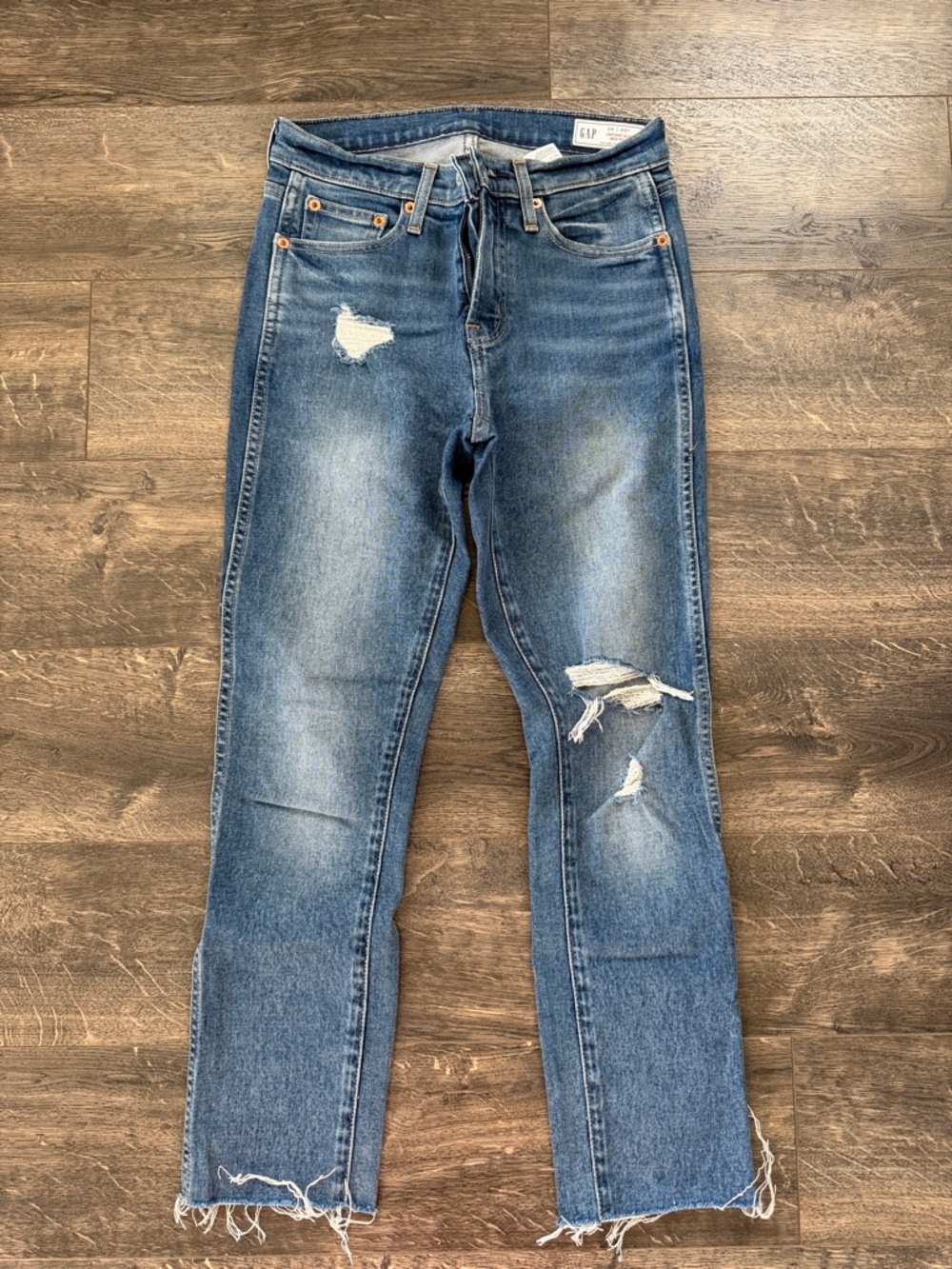 GAP vintage Slim Straight-Leg Distressed Blue Jeans